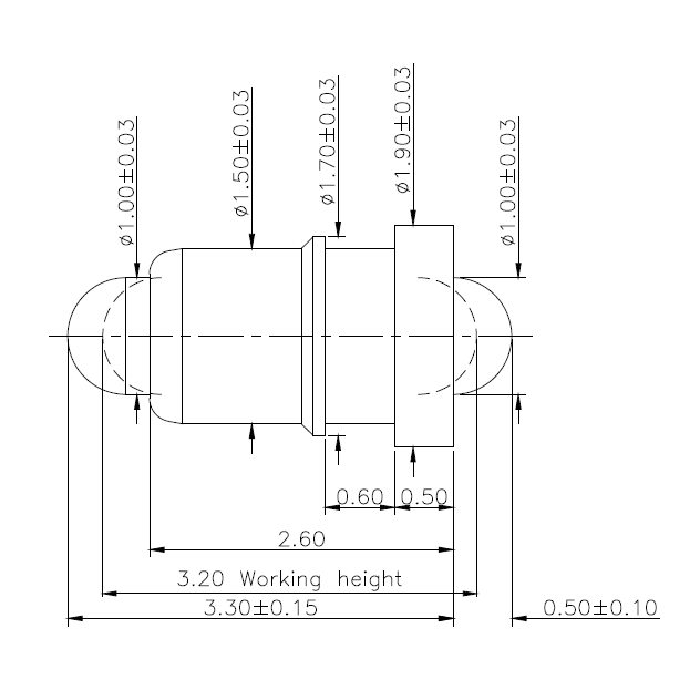 Technische Zeichnung Double-End Federkontakt SVXP-D-C1771-01