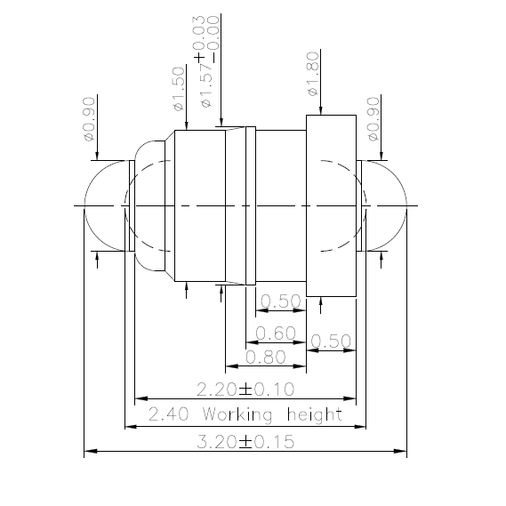 Technische Zeichnung Double-End Federkontakt SVXP-D-C2268-01