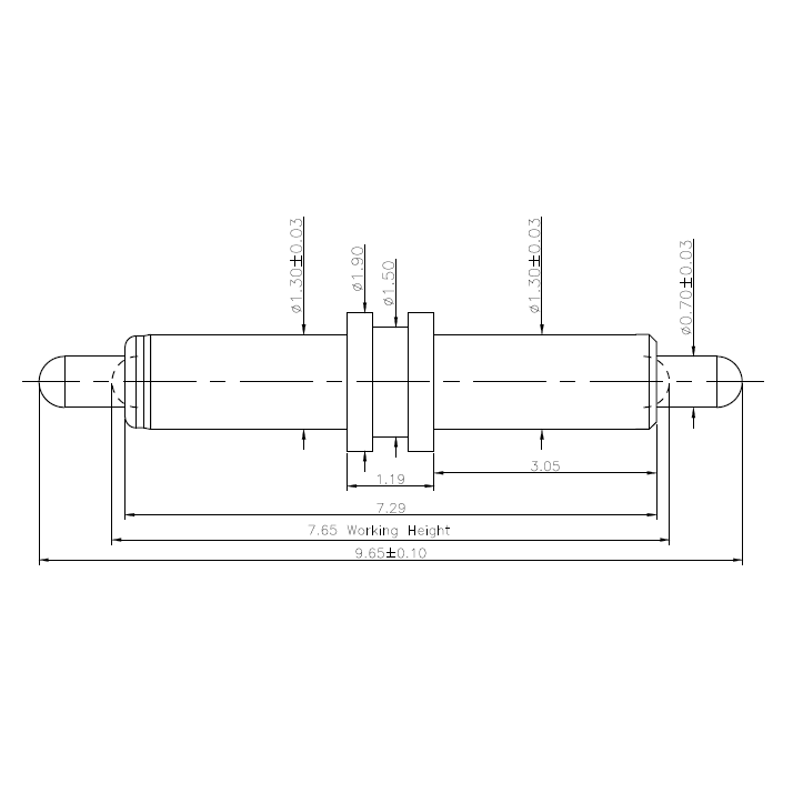 Technische Zeichnung Double-End Federkontakt SVXP-D-C2367-01