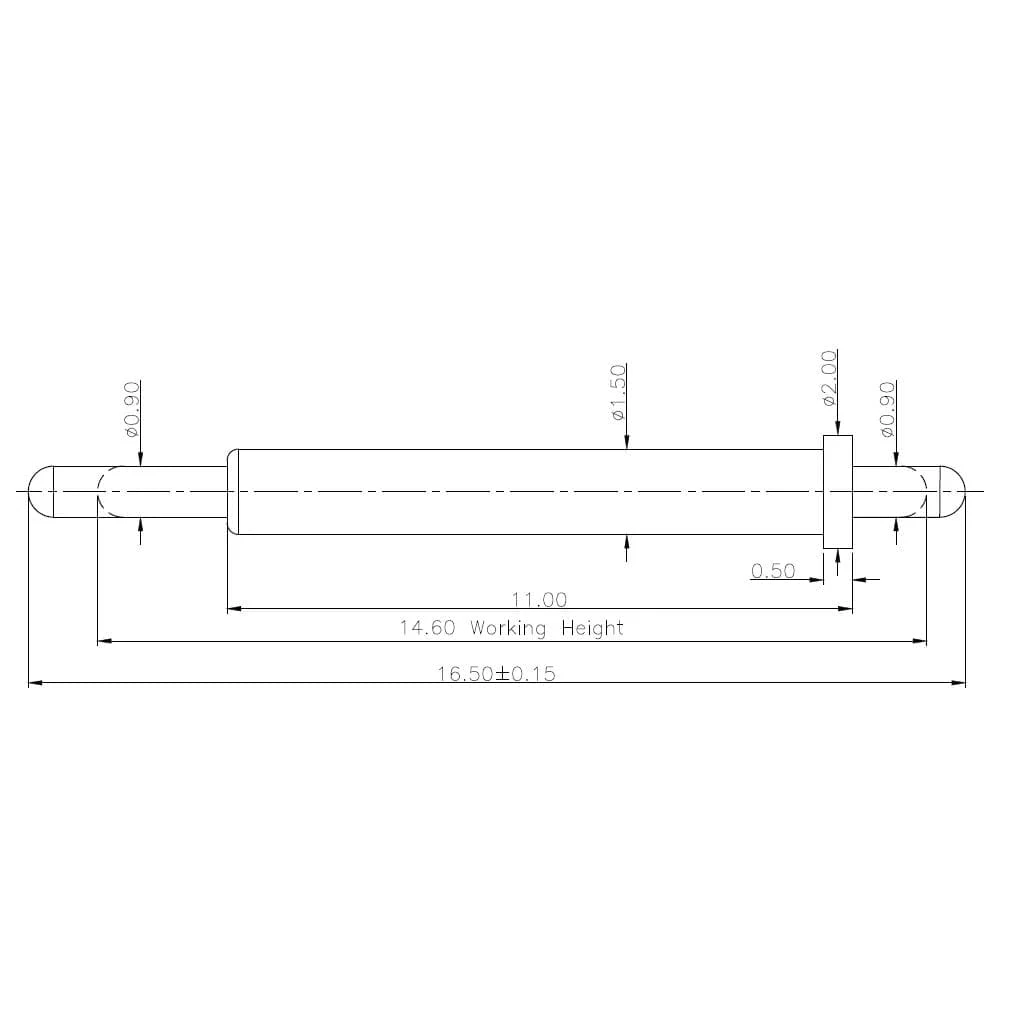 Technische Zeichnung Double-End Federkontakt SVXP-D-NC4742-01PA