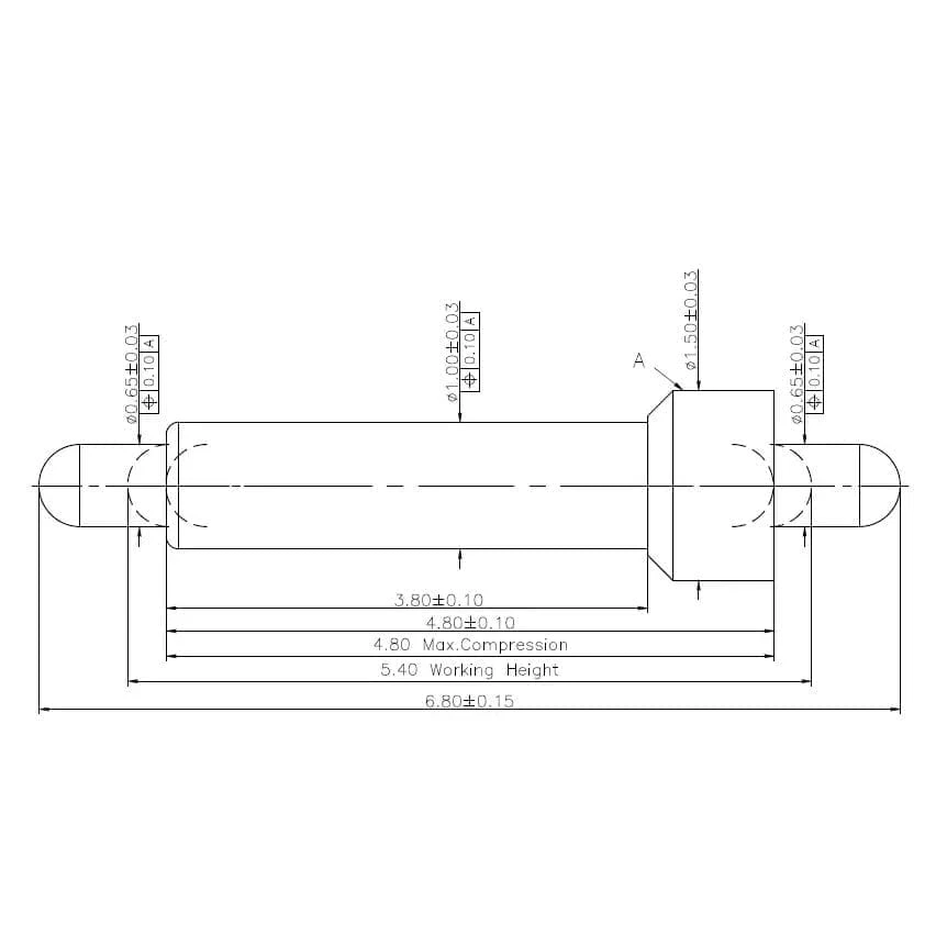 Technische Zeichnung Double-End Federkontakt SVXP-D-NC4848-01PA