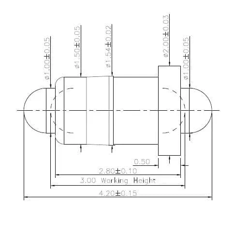 Technische Zeichnung Double-End Federkontakt SVXP-D-NC4873-01PA