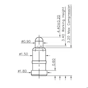 SVPC F N008M0 Pogo Pin, Batterieladekontakt