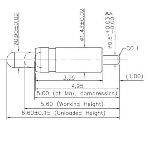 Federkontakt SVPC-P-H016M0 Federkontakt, Pogo Pin, Batterieladekontakt SVPC P H016M0