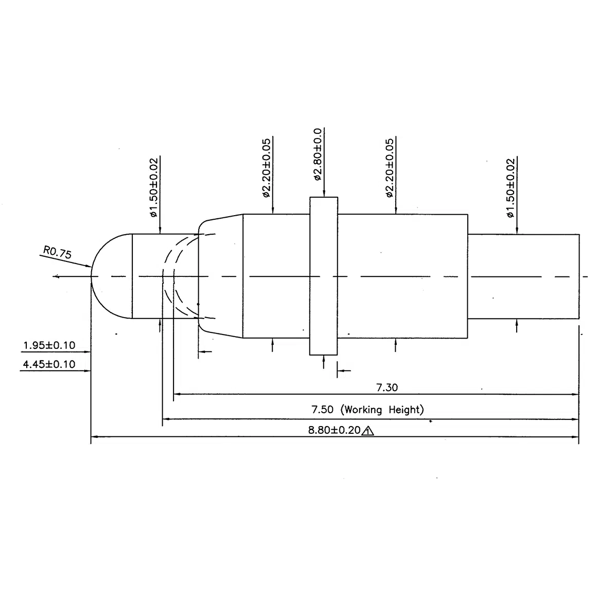 Federkontakt, Pogo Pin, Batterieladekontakt SVPC P H044M0