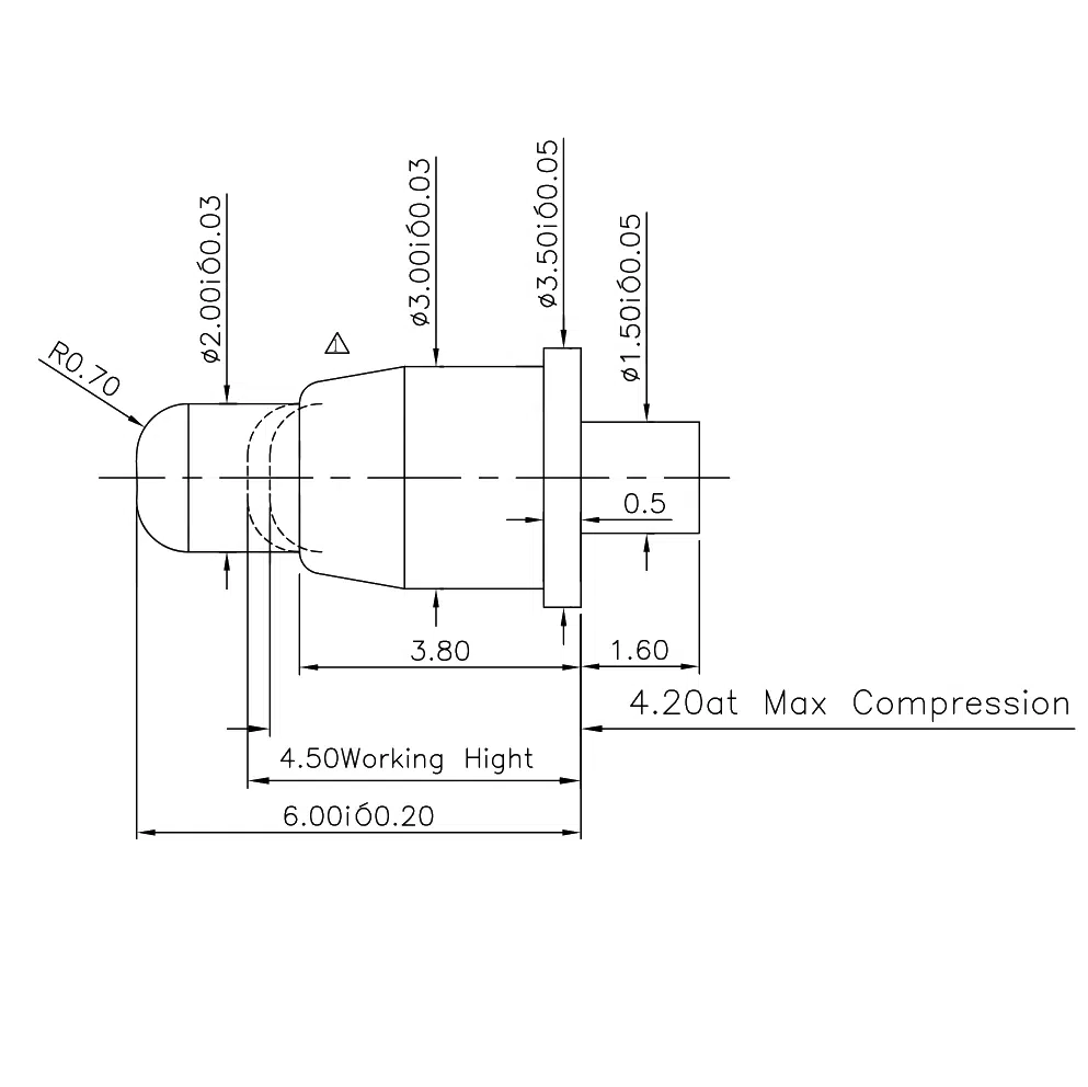 Federkontakt, Pogo Pin, Batterieladekontakt SVPC P H164M0