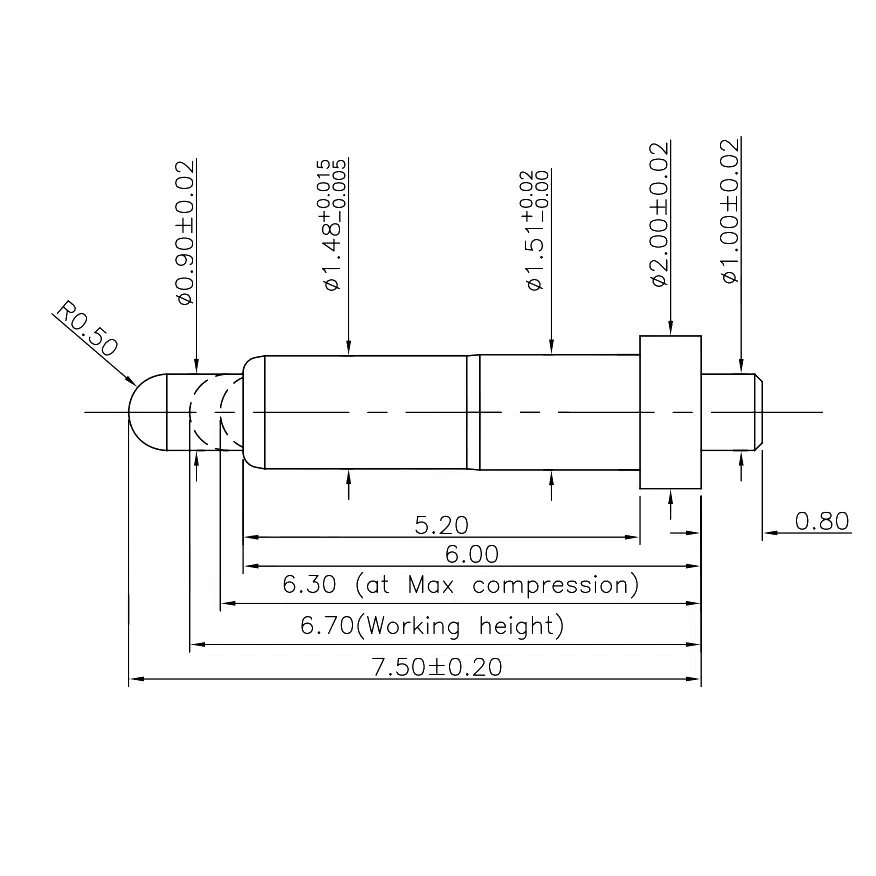 Federkontakt, Pogo Pin, Batterieladekontakt SVPC P H181M2