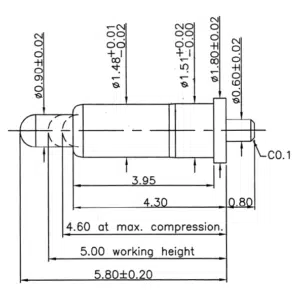 Federkontakt SVPC-P-H203M1 Federkontakt, Pogo Pin, Batterieladekontakt SVPC P H203M1