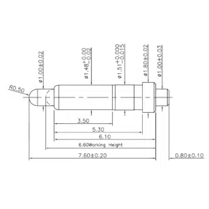 Federkontakt SVPC-P-H256M0 Federkontakt, Pogo Pin, Batterieladekontakt SVPC P H256M0