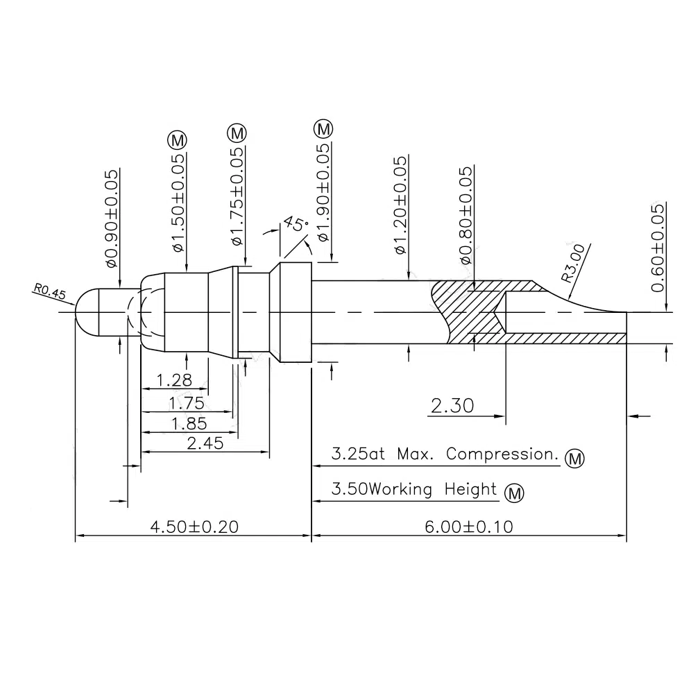 Federkontakt, Pogo Pin, Batterieladekontakt SVPC P H308M0