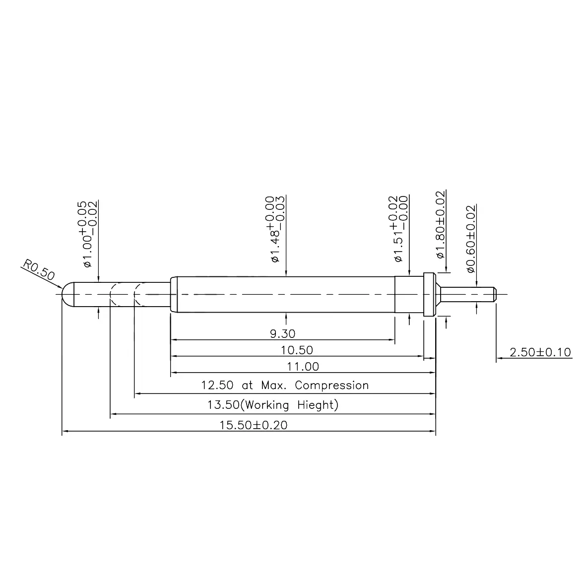Federkontakt, Pogo Pin, Batterieladekontakt SVPC P N029M1