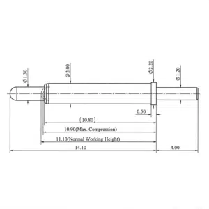 Technische Zeichnung des THT-Federkontakts SVPC-P-P07603PH1 mit Abmessungen