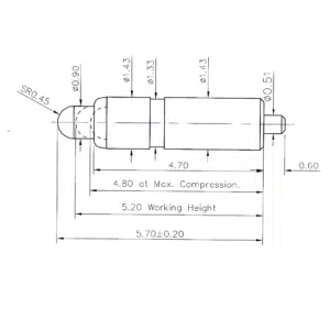 Federkontakt SVPC-P-P2525PH02 Federkontakt, Pogo Pin, Batterieladekontakt SVPC P P2525PH02