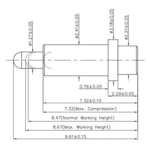 Technische Zeichnung des THT-Federkontakts SVPC-P-P5650FH01 mit Abmessungen