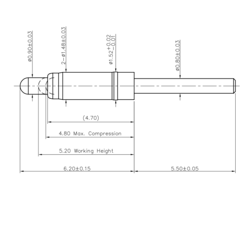 Federkontakt, Pogo Pin, Batterieladekontakt SVPC P P6877PH01
