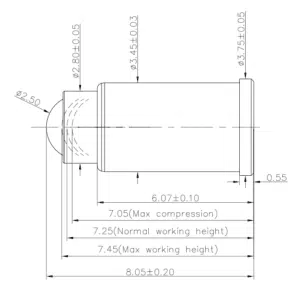 Rolling Pin SVPC-RF-P08575FP4 Federkontakt, Pogo Pin SVPC RF P08575FP4