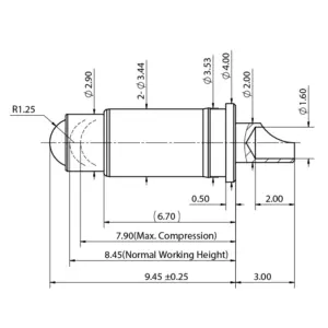Rolling Pin SVPC-RPS-P07429SP1 Federkontakt, Pogo Pin SVPC RPS P07429SP1