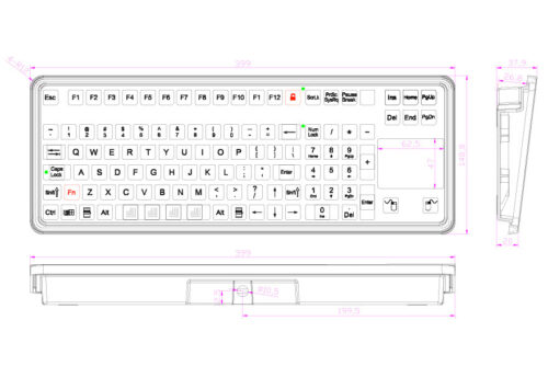 Desktop Hygienetastatur NHKT-D396 mit Touchpad