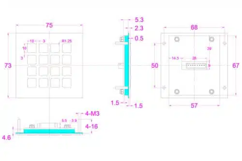 Metalltastatur, Nummernfeld NHKT-B75-16KP