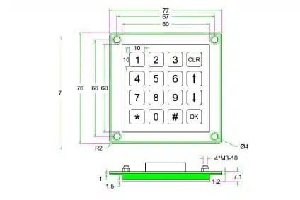 Metalltastatur, Nummernfeld aus Edelstahl NHKT-B60