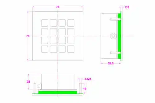 Metalltastatur, Nummernfeld NHKT-B75-16KP