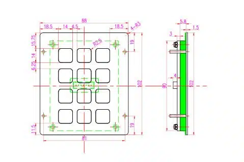 Metalltastatur, Nummernfeld NHKT-B88-12KP