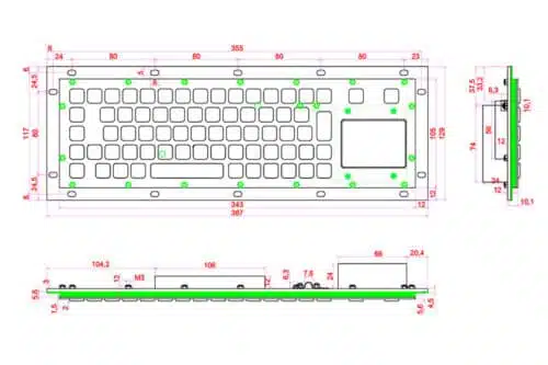 Metalltastatur mit Touchpadl NHKT-A343-TP