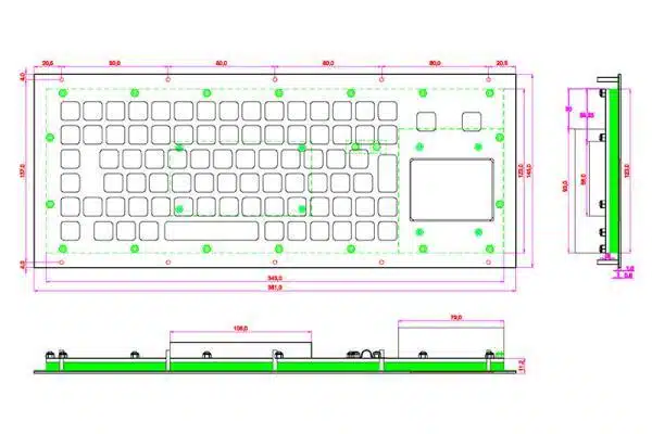 Metalltastatur mit Touchpad und FN-Tasten NHKT-B361-TP-FN-BL-DWP