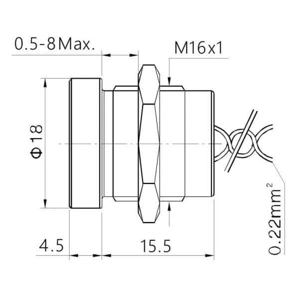 16mm-Piezotaster-Flach-Zeichnung