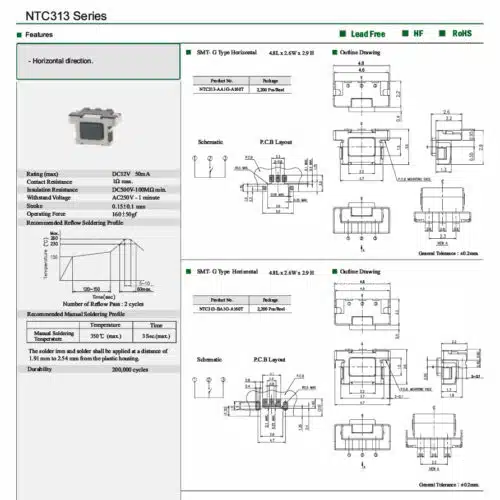 Datenblatt NTC313 Tact Switch
