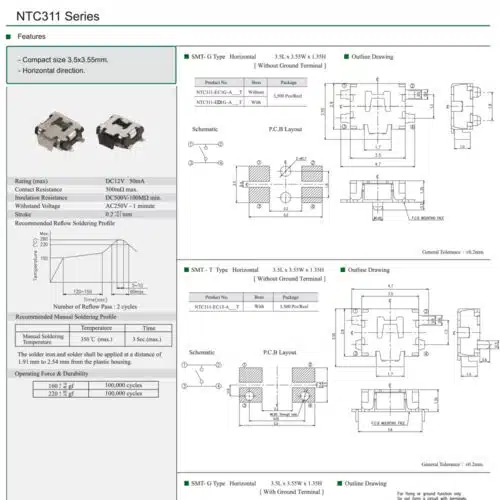 Datenblatt NTC311 Tact Switch