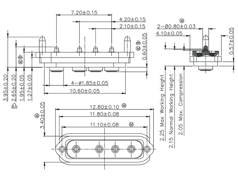 Wasserdichter Federkontaktstecker SVPC-P5320MF01-04A210HT