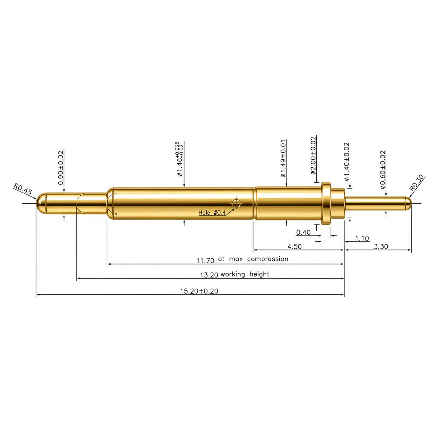 THT-Federkontakt (Plug-In) SVPC-P-H180M5 mit Abmessungen