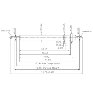 Double-Ended Federkontakt SVXP-D-NC3860-01PB Technische Zeichnung des Double-Ended-Federkontakts SVXP-D-NC3860-01PB mit Abmessungen