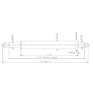 Double-Ended Federkontakt SVXP-D-NC4742-01PA Technische Zeichnung des Double-Ended-Federkontakts SVXP-D-NC4742-01PA mit Abmessungen