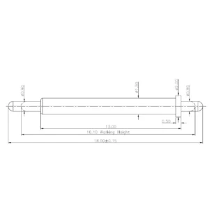 Double-Ended Federkontakt SVXP-D-NC4743-01PA Technische Zeichnung des Double-Ended-Federkontakts SVXP-D-NC4743-01PA mit Abmessungen