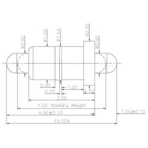 Technische Zeichnung des Double-Ended-Federkontakts SVXP-D-NC4970-01PA mit Abmessungen