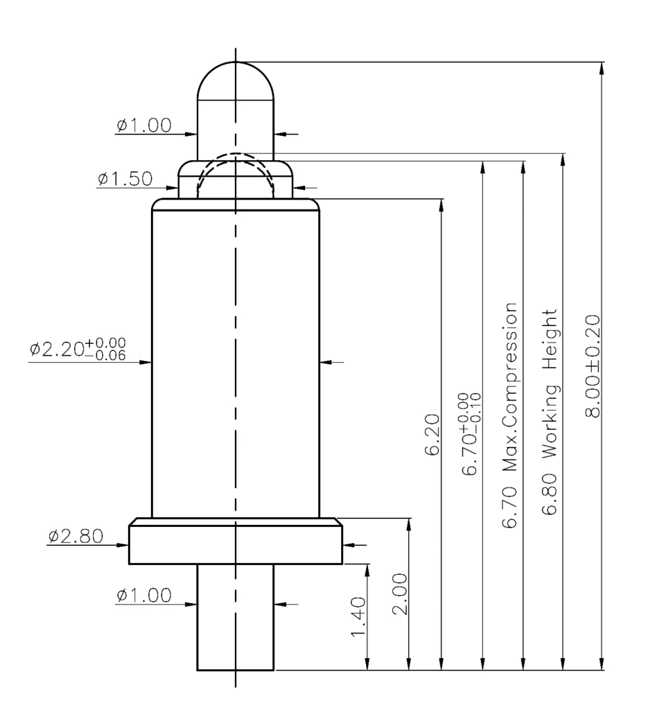 Hochstrom Federkontakt Plug-In Type SVXP-P-NC5120-01PA